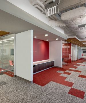 红色公司办公室室内背景墙设计效果图集