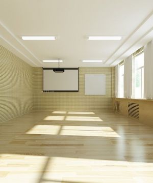 学校房间室内浅色木地板装修设计