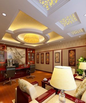 最新公司董事长办公室背景墙装修效果图大全