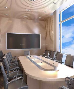 最新公司会议室背景墙装修效果图片大全