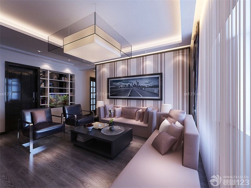 2023现代中式客厅沙发摆放装修效果图片