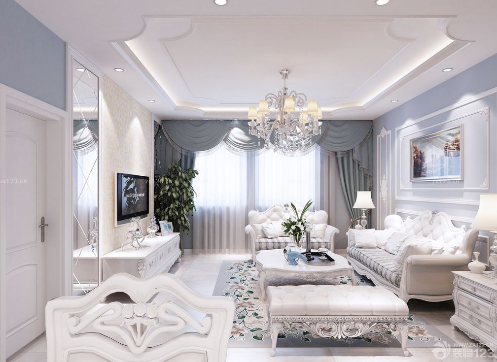 简欧式客厅吊顶图片