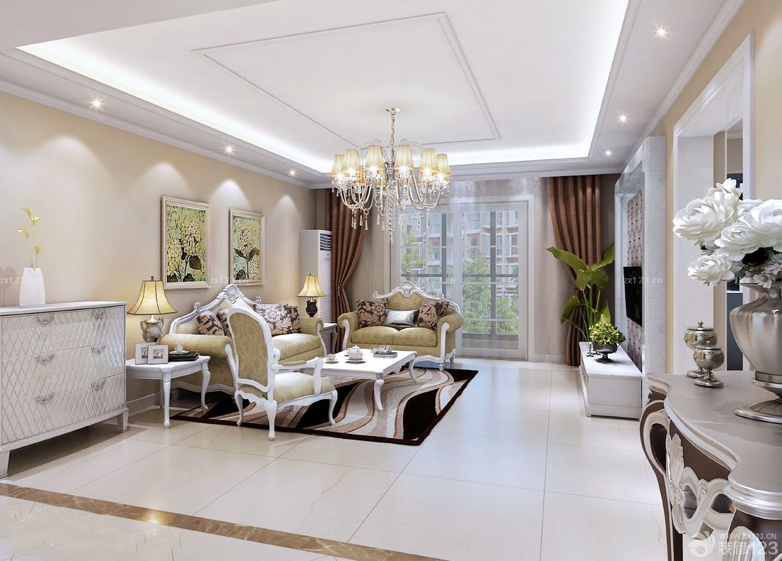 简欧式客厅沙发摆放装修效果图大全2025