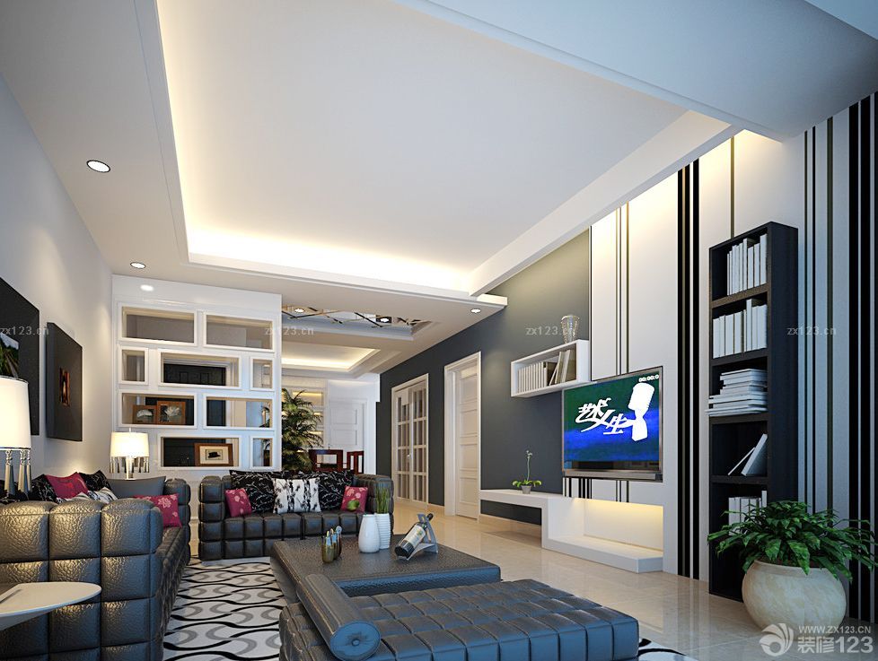 长方形客厅装修效果图大全2025图片 真皮沙发装修效果图片