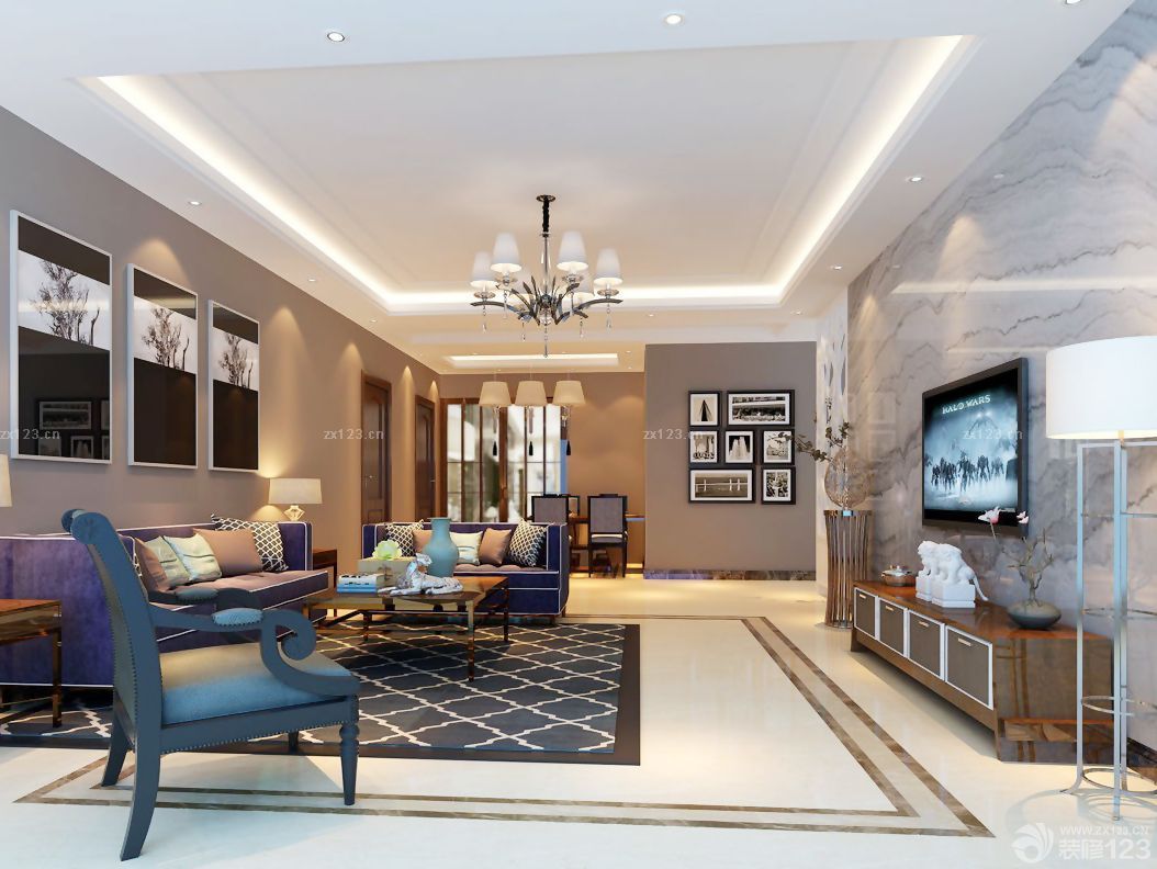 长方形客厅装修效果图大全2025图片 简约别墅设计