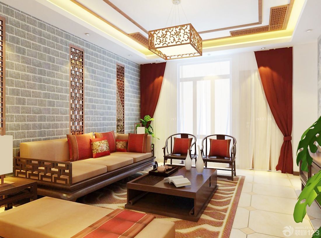 现代中式客厅装修效果图大全2025图片 家装窗帘效果图