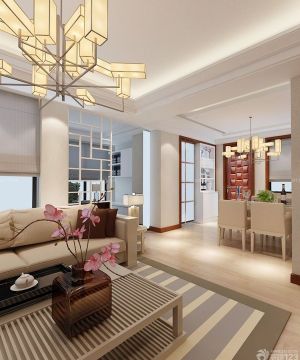 现代中式客厅装修效果图大全2023图片 两层小别墅设计图