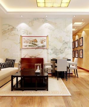 现代中式客厅装修效果图大全2023图片 墙面装饰装修效果图片
