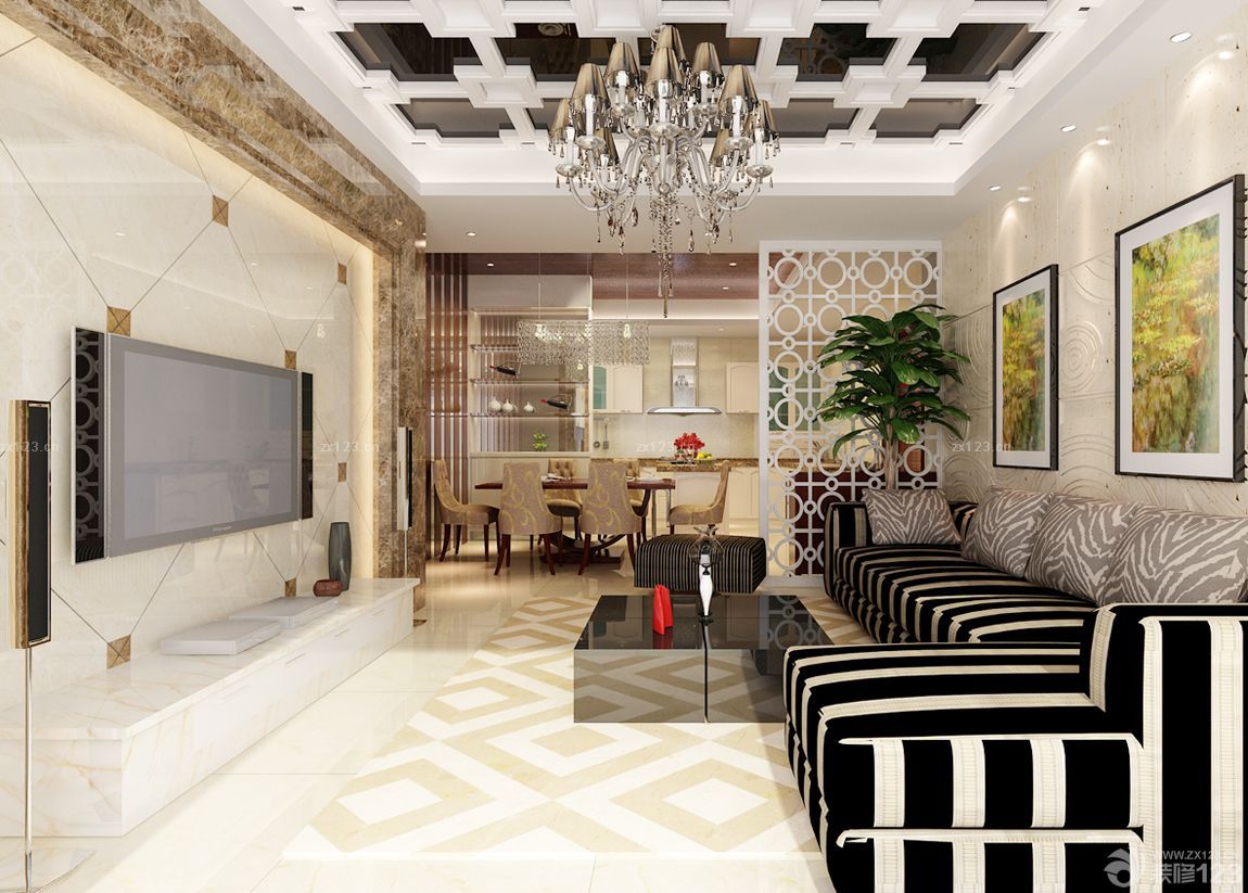 客厅餐厅吊顶装修效果图大全2025图片 农村小别墅室内设计图