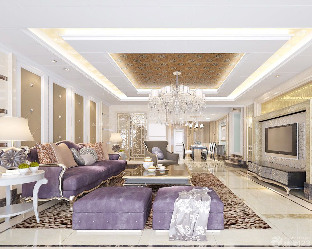 客厅连餐厅装修效果图大全2025图片 欧式别墅