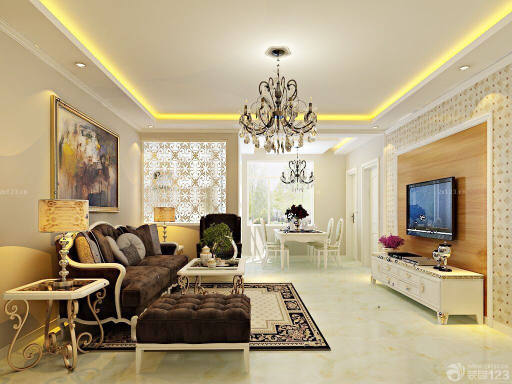 客厅连餐厅装修效果图大全2025图片 简欧风格装修