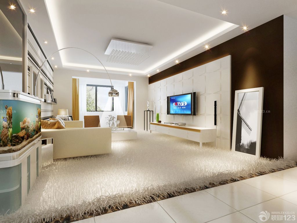 现代客厅吊顶装修效果图大全2025图片 筒灯 