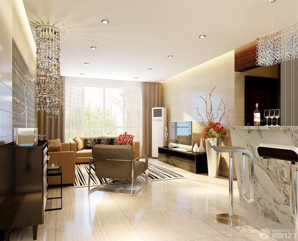 现代客厅吊顶装修效果图大全2025图片 筒灯