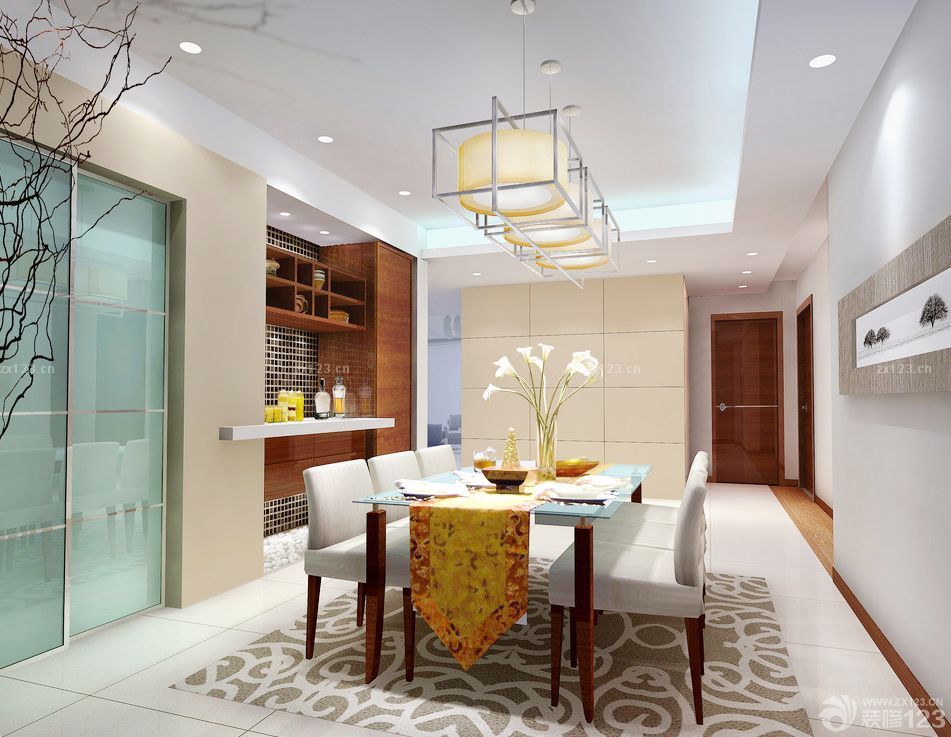 家庭餐厅装修效果图大全2025图片 筒灯