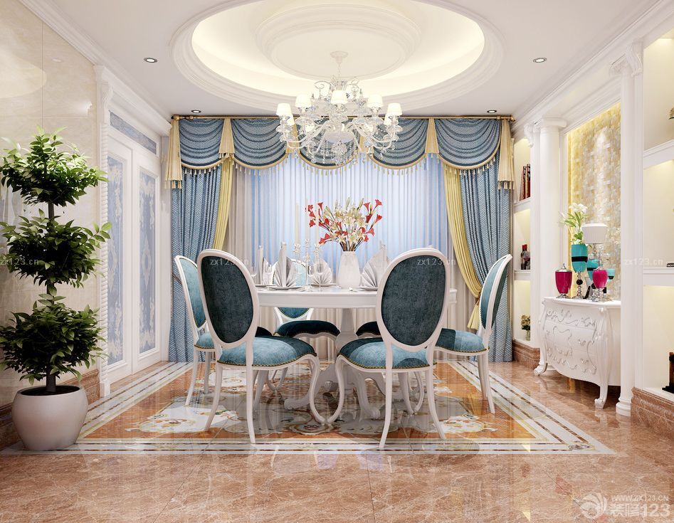 家庭餐厅装修效果图大全2025图片 别墅窗帘