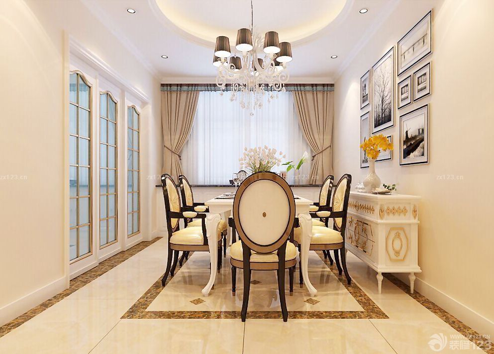 欧美餐厅布艺窗帘装修效果图片