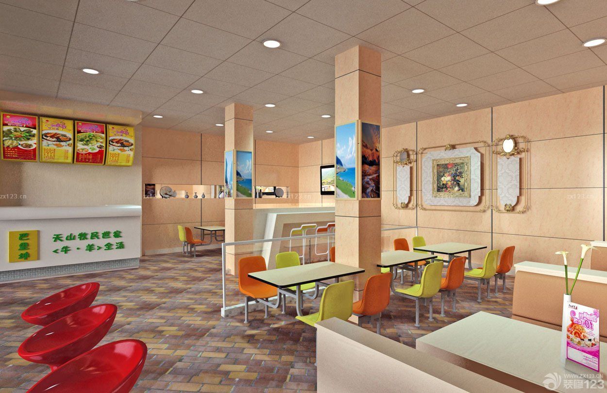 餐饮店面天花板吊顶装修图片