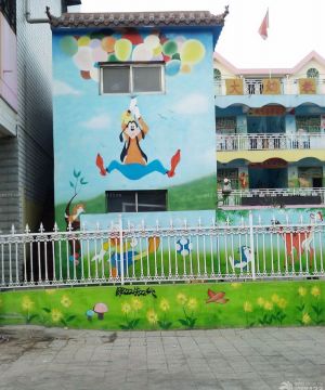 某市国立幼儿园外墙手绘墙壁画设计效果图片