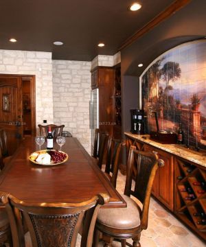 古典欧式风格家庭酒吧吧台装修效果图