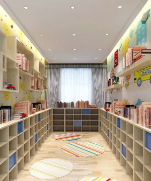 高档幼儿园阅读室室内书柜装修效果图片