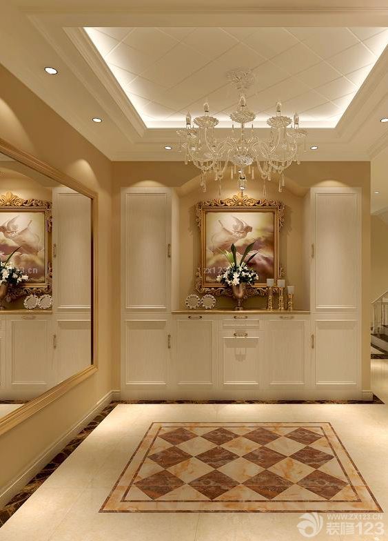 简欧风格别墅玄关鞋柜装修效果图