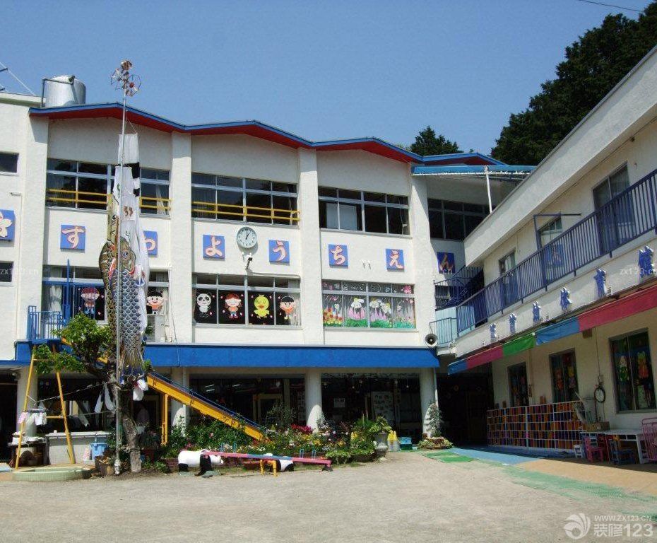 大型日韩幼儿园外墙装修效果图片