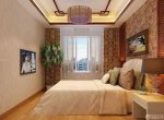 中式家装有飘窗的卧室效果图