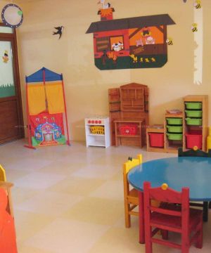 幼儿园最新室内装修储物柜设计摆放图