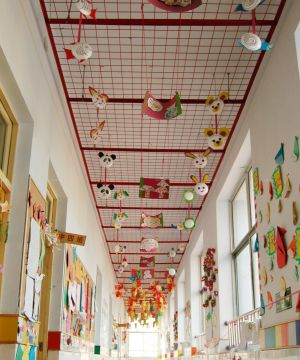 大型幼儿园走廊吊顶装饰设计效果图片大全