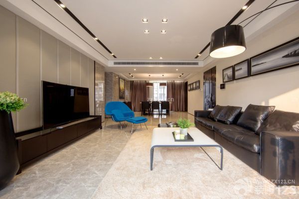 89平房子客厅真皮沙发装修设计效果图片