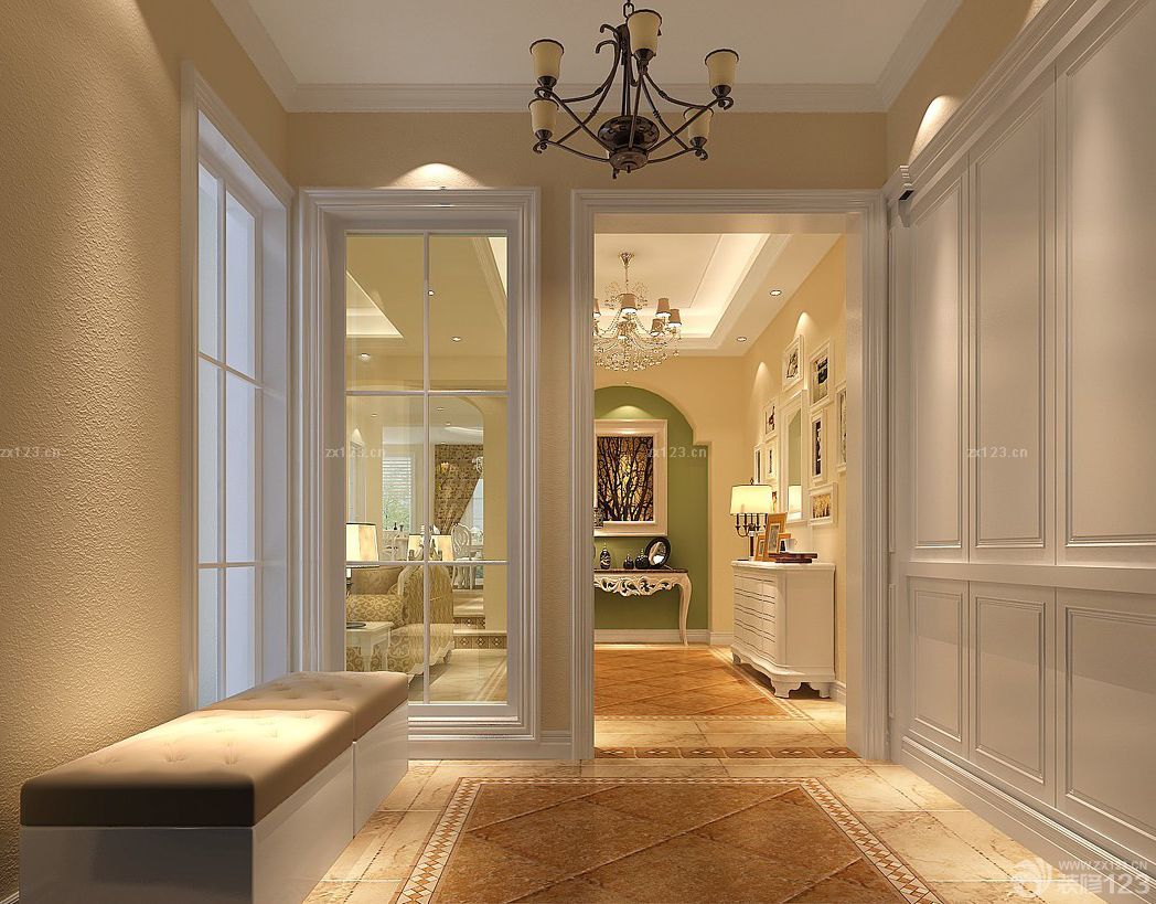 欧式别墅玄关鞋柜装修效果图片大全