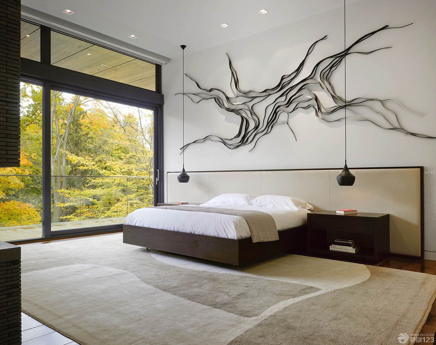 现代别墅卧室床头灯设计效果图