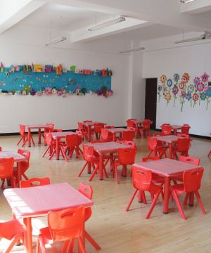 大型幼儿园室内原木地板装修效果图片