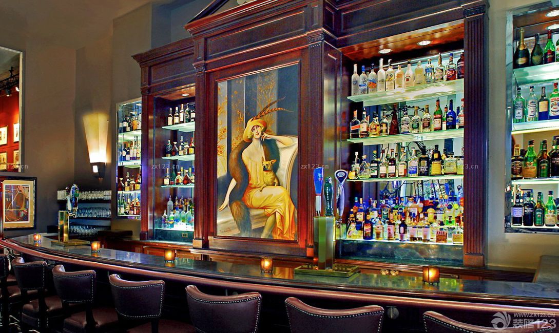 古典欧式风格酒吧吧台酒柜装修效果图