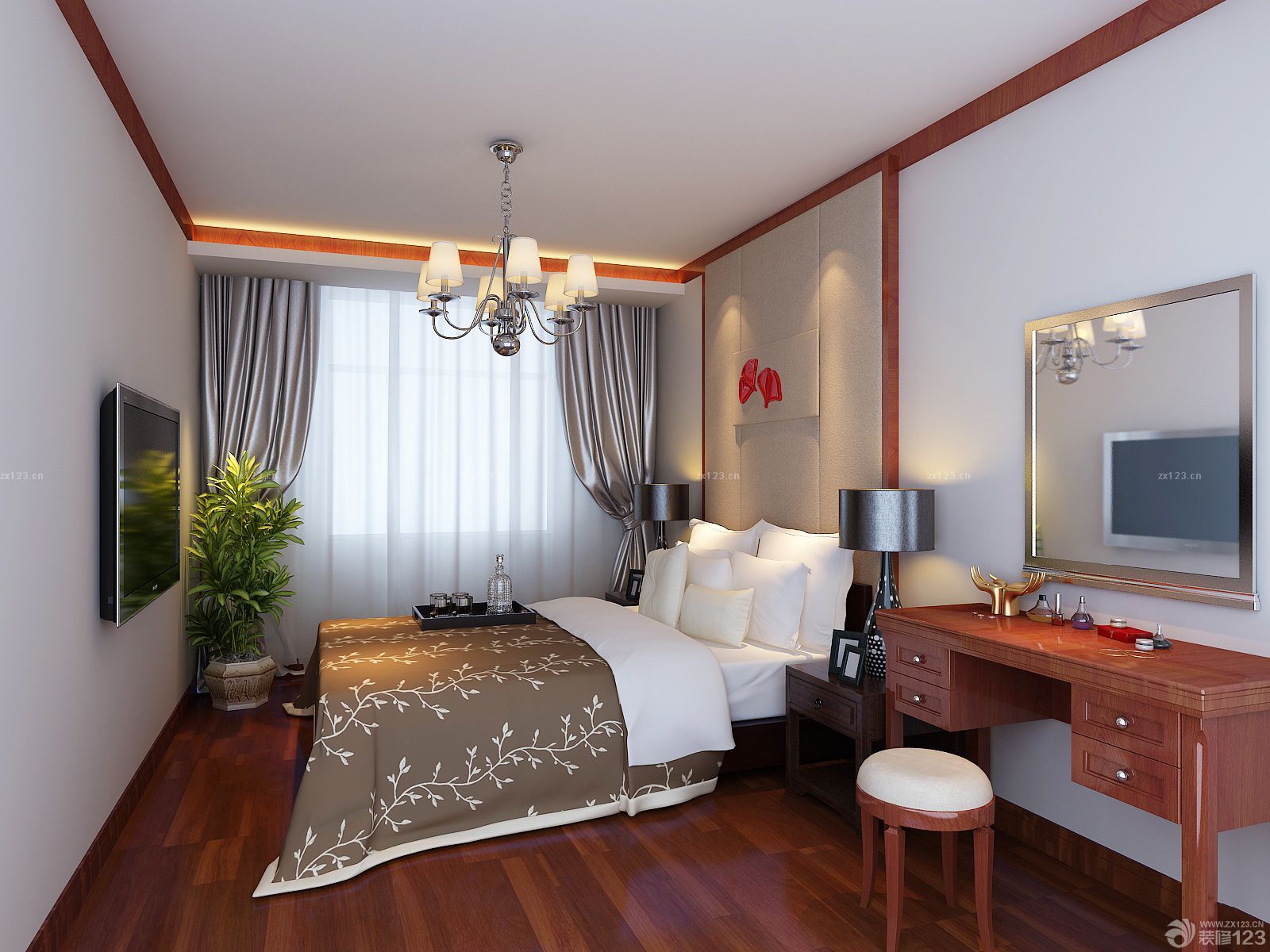 家庭婚房卧室布置装修设计效果图