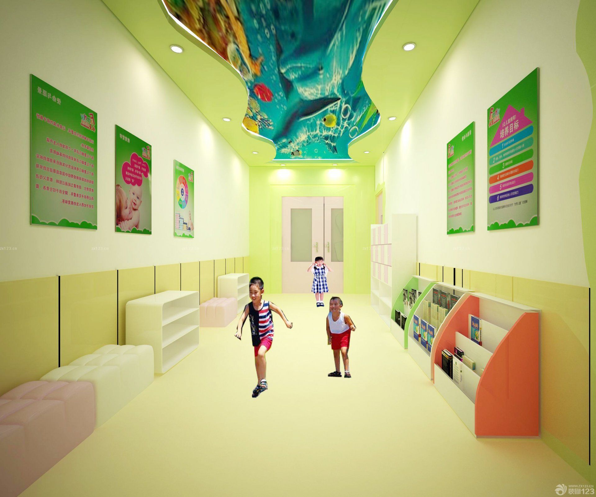 高档幼儿园室内吊顶装修效果图片
