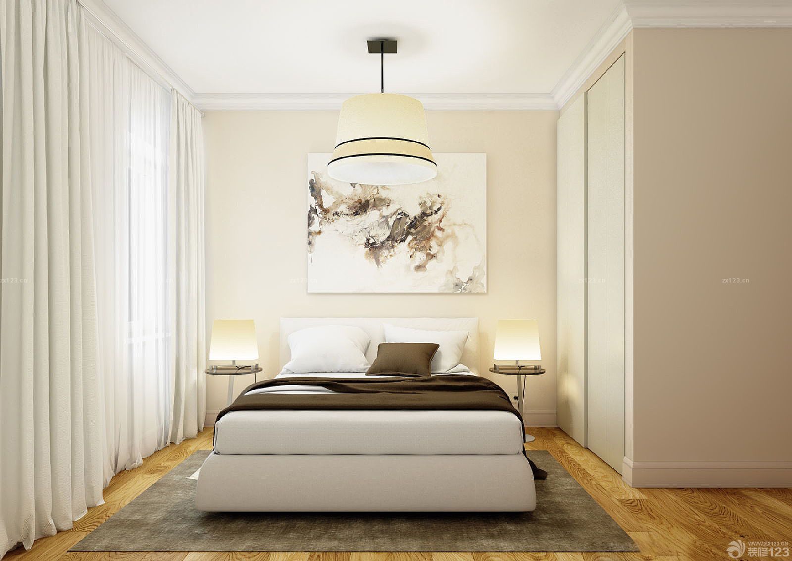 现代日式风格阳台改卧室装修效果图