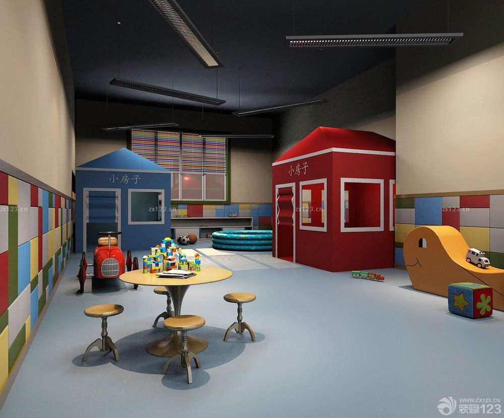 幼儿园室内简约吊灯装修效果图片