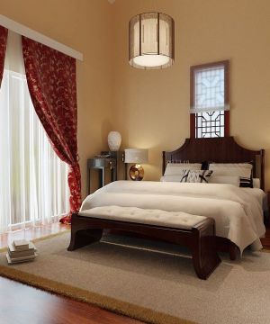 中式古典风格婚房卧室布置装修效果图片