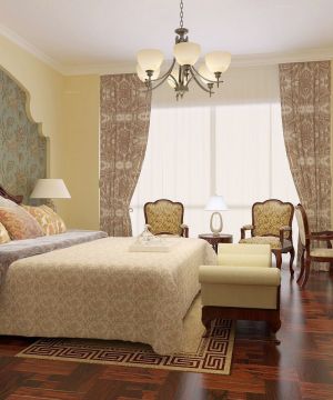 美式古典风格婚房卧室布置效果图
