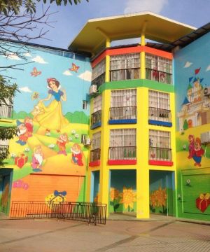 最新大型幼儿园外墙彩绘设计效果图