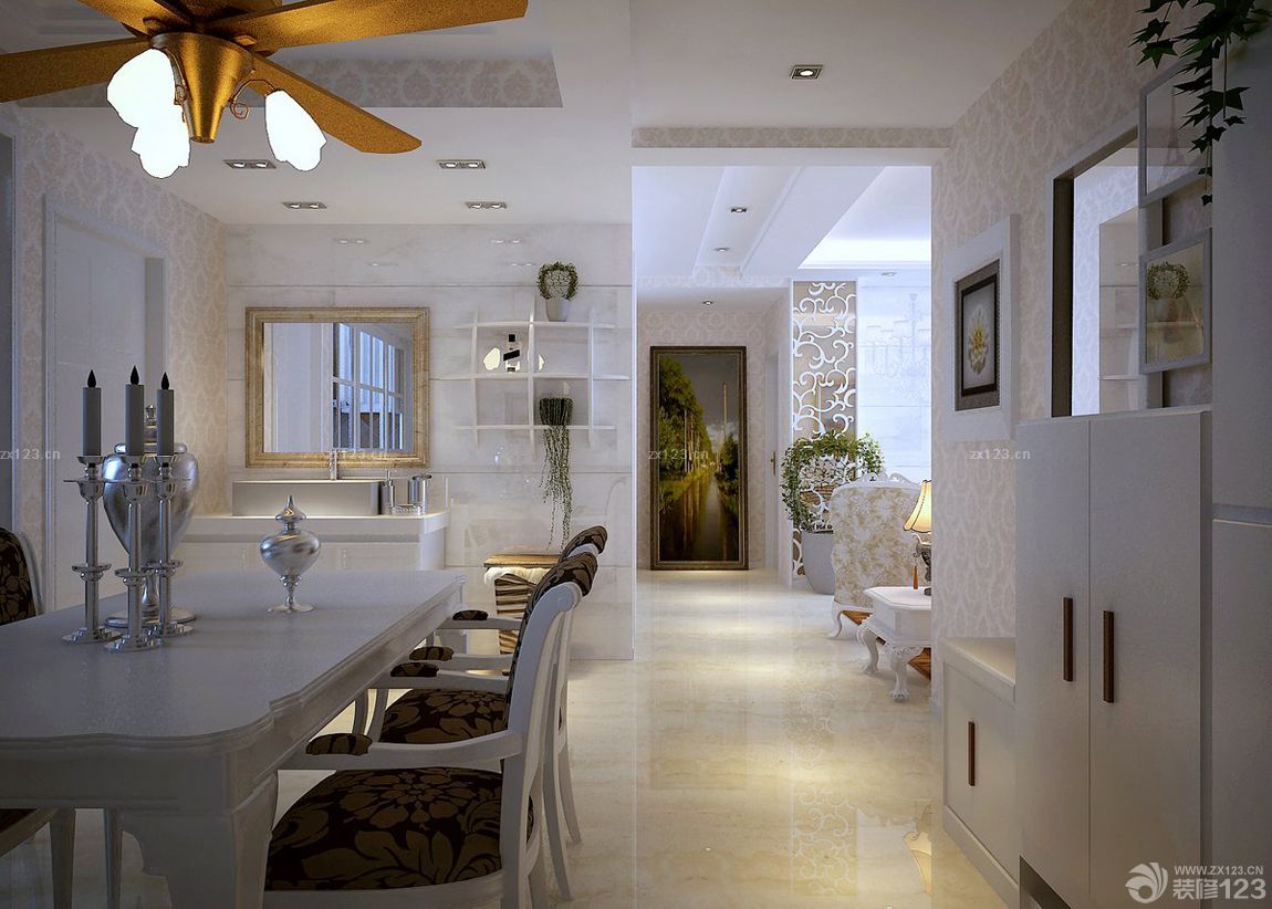 简欧式进门鞋柜玄关隔断柜装修效果图片