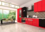 厨房红色橱柜装修效果图片欣赏