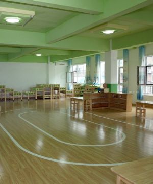 幼儿园舞蹈房浅色木地板装修效果图图片 
