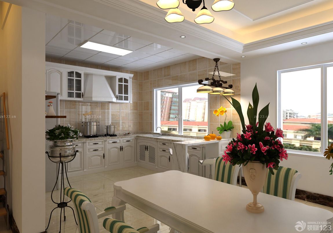 装修效果图大全2025图片厨房 美式田园混搭风格装修图片