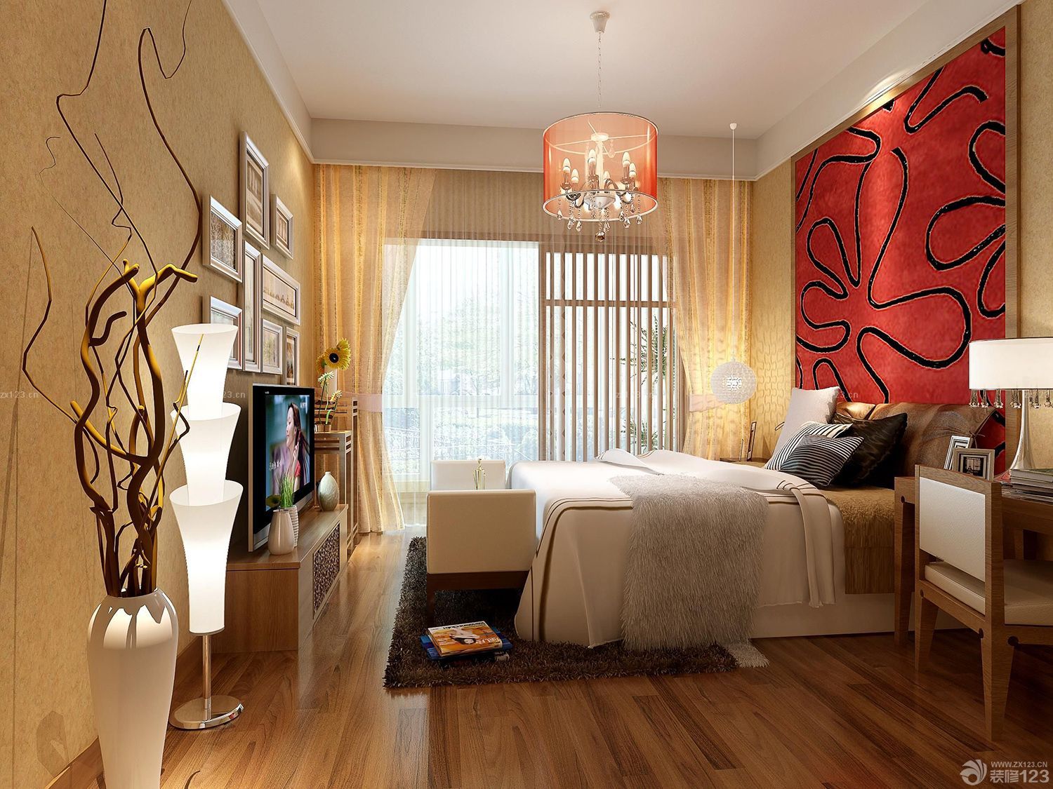 婚房卧室装修效果图大全2025图片 个性背景墙