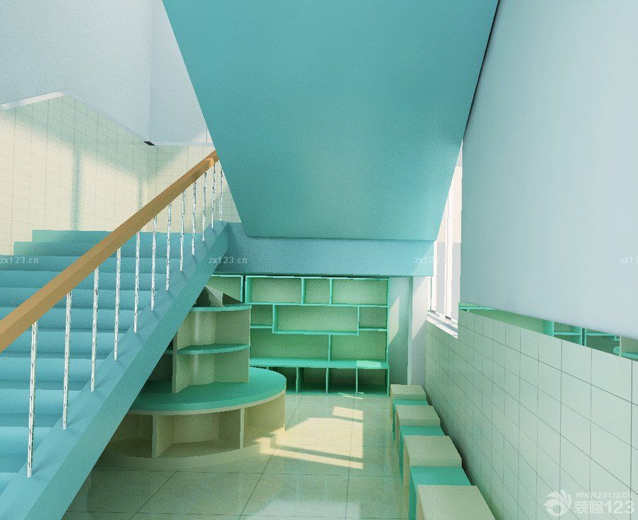 高档幼儿园室内楼梯设计效果图图片