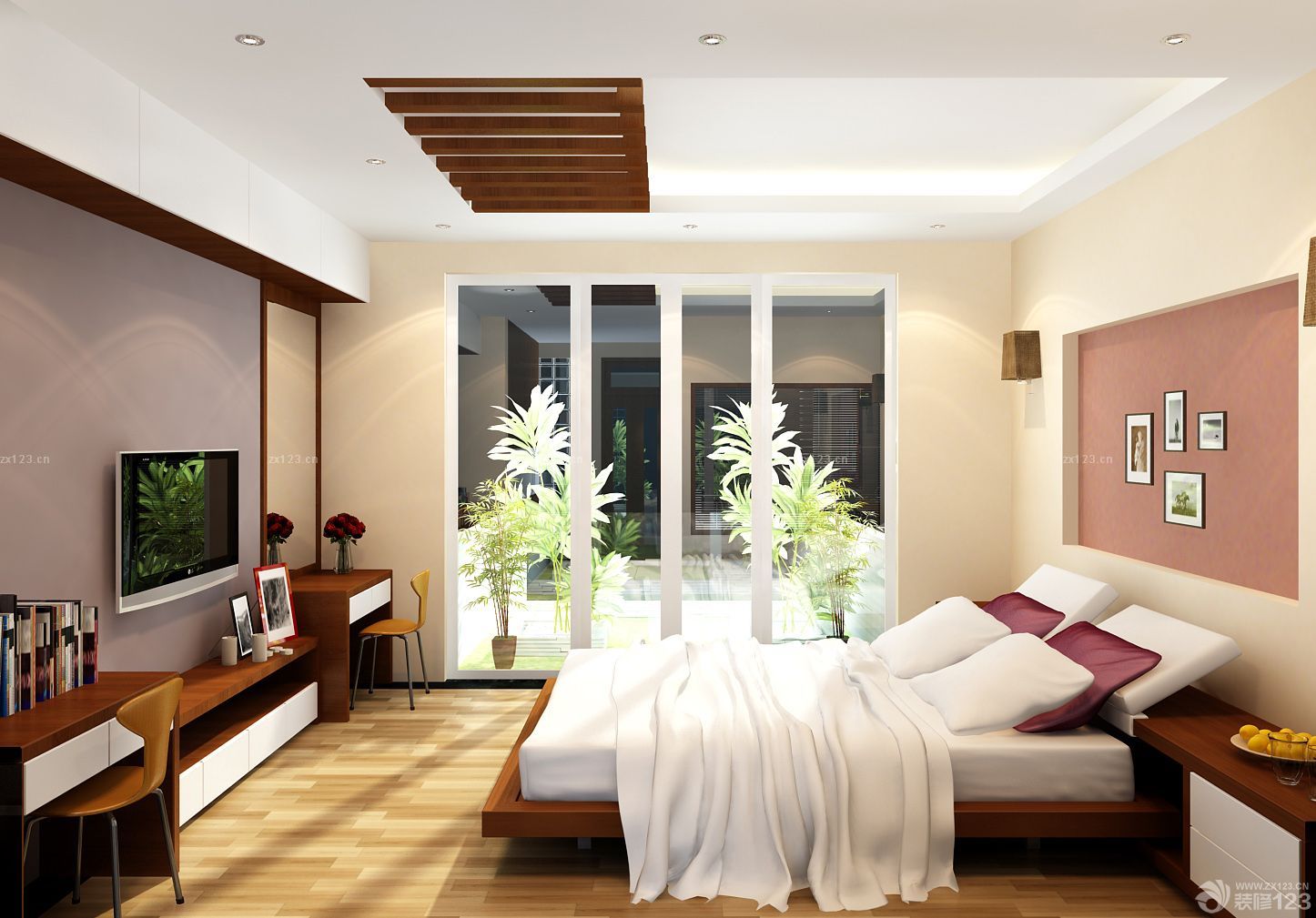 现代混搭风格楼房卧室装修图片