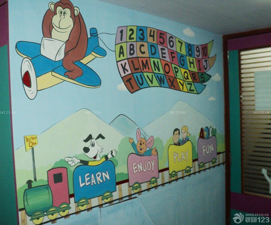 幼儿园室内手绘墙设计效果图图集