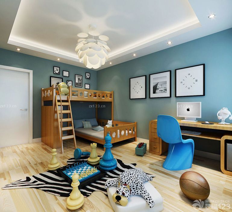 儿童卧室高低床装修效果图片欣赏